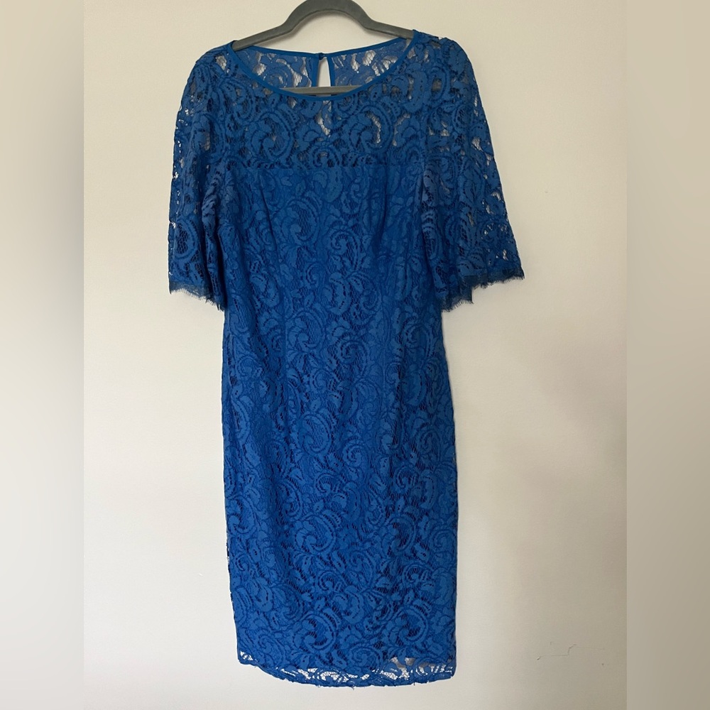 ADRIANNA PAPELL Blue Lace Dress 8